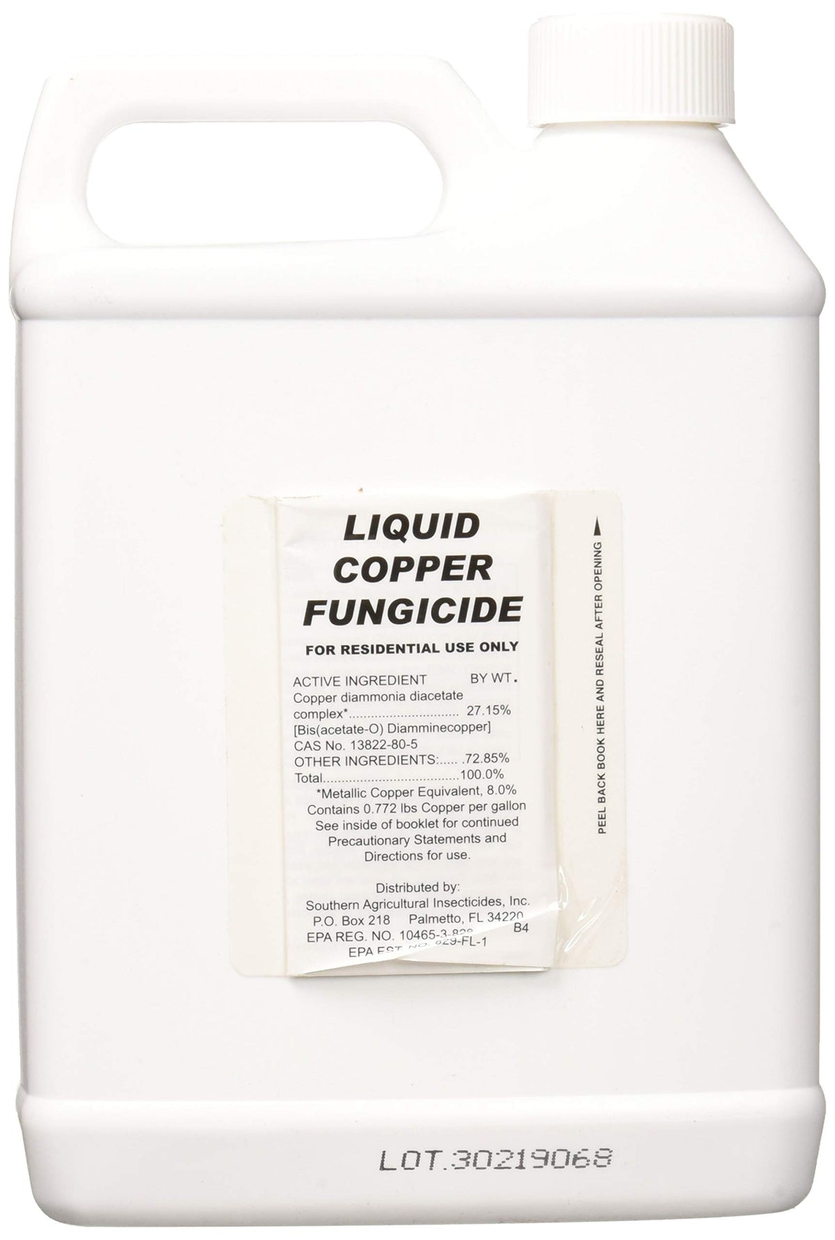 Southern Ag Liquid Copper Fungicide label shows hose-end sprayer compatibility for easy application
