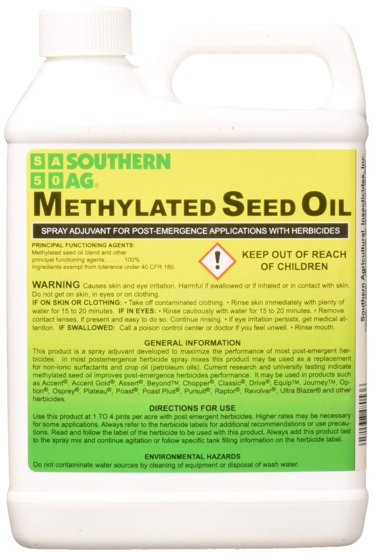 Southern Ag MSO bottle pour illustrates improved leaf penetration for post-emergent herbicides.