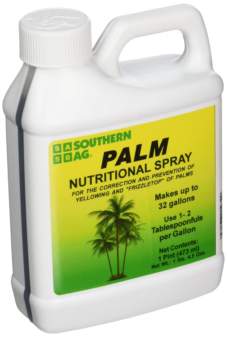 Southern Ag Palm Nutritional Spray bottle promotes balanced palm nutrition.