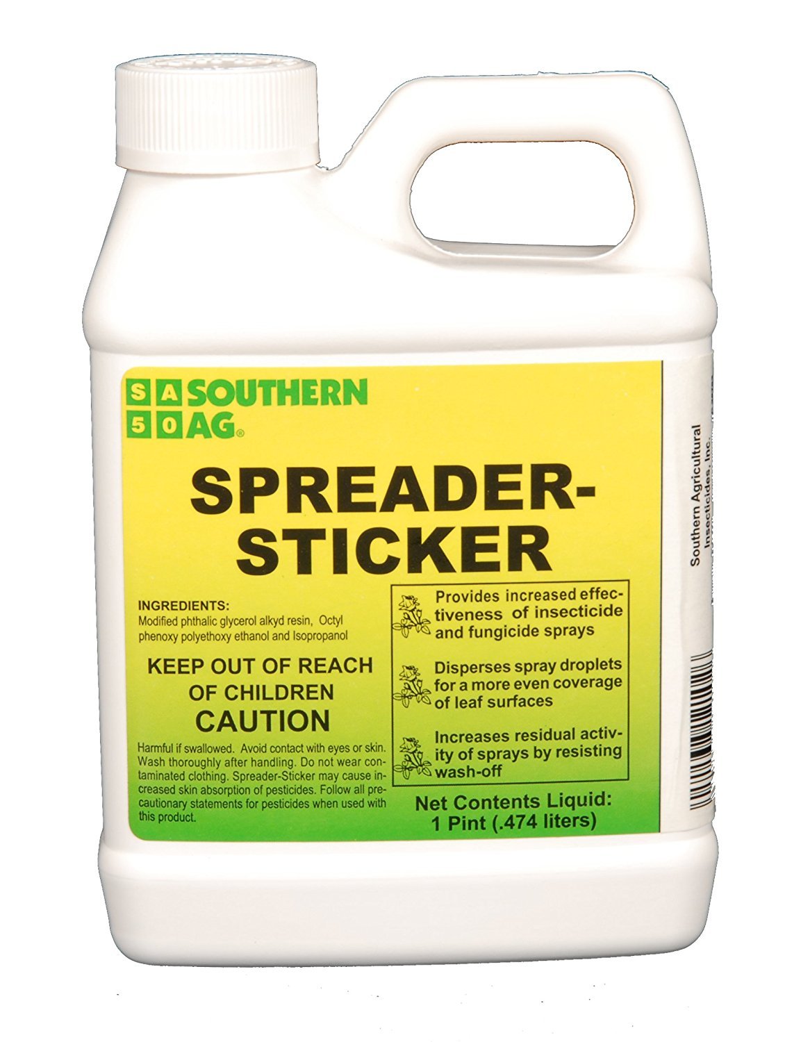 Southern Ag Sticker Spreader 16oz bottle improves spray coverage on waxy leaves.