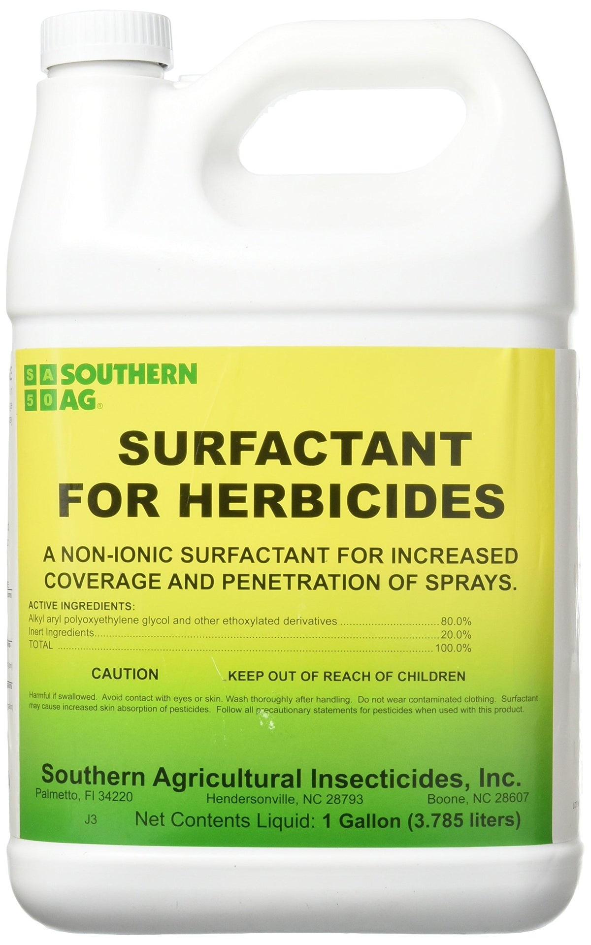 Southern Ag Surfactant bottle pour improves herbicide coverage and penetration