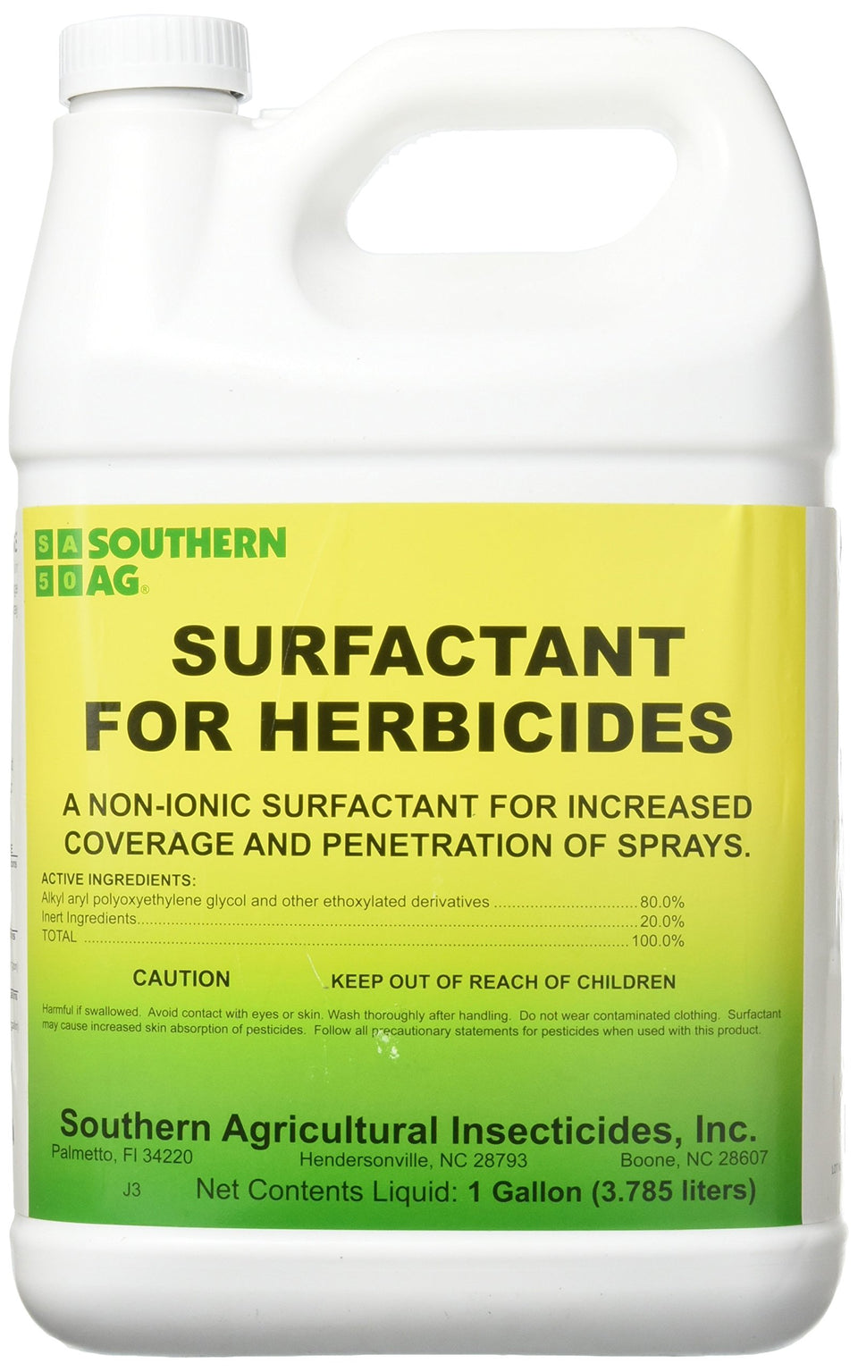 Southern Ag Surfactant bottle pour improves herbicide coverage and penetration