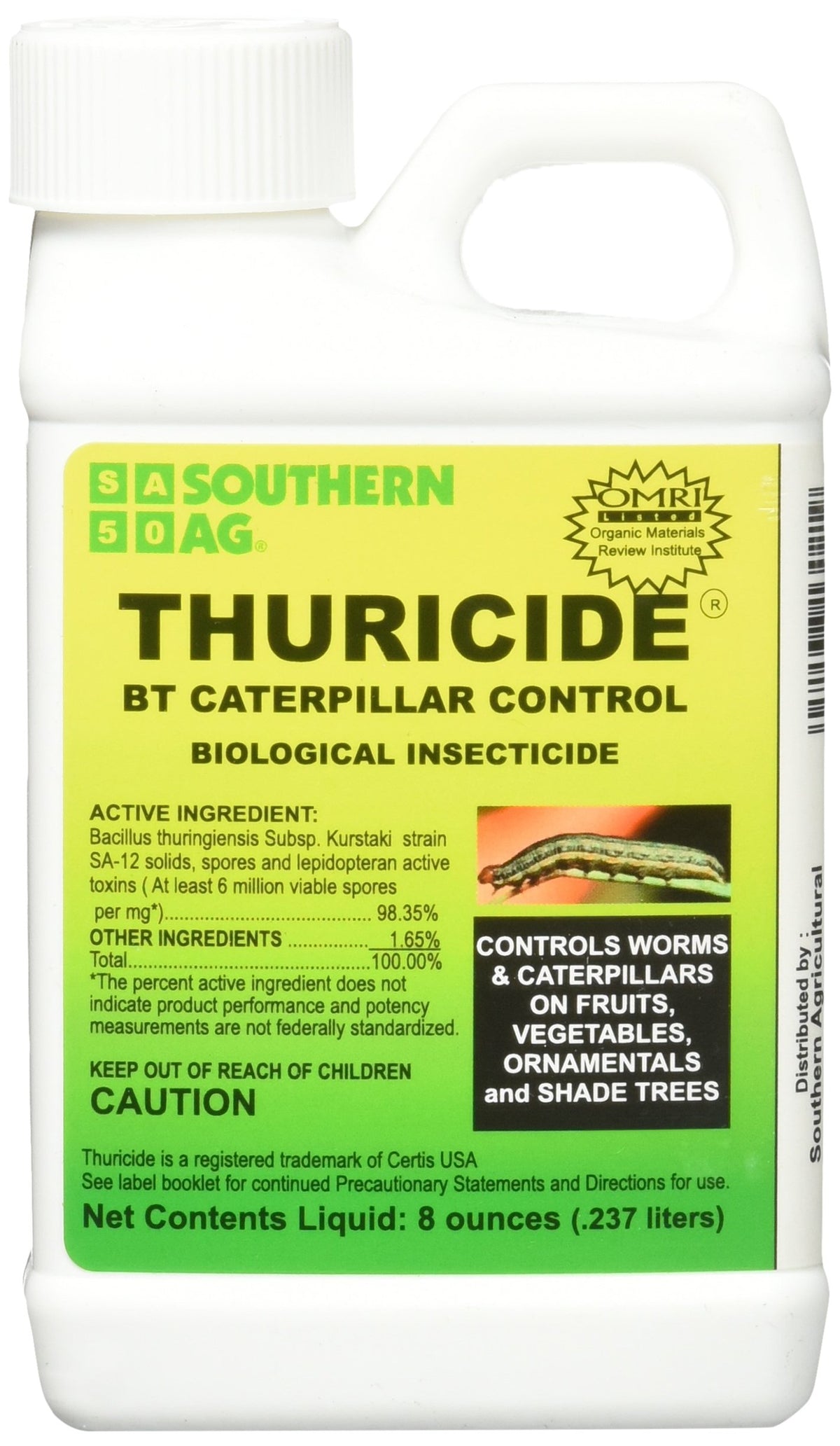 Southern Ag Thuricide HPC 8oz bottle for caterpillar control on vegetables and ornamentals