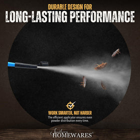 Southern Homewares powder duster cleaning rod stored inside for quick unclogging.