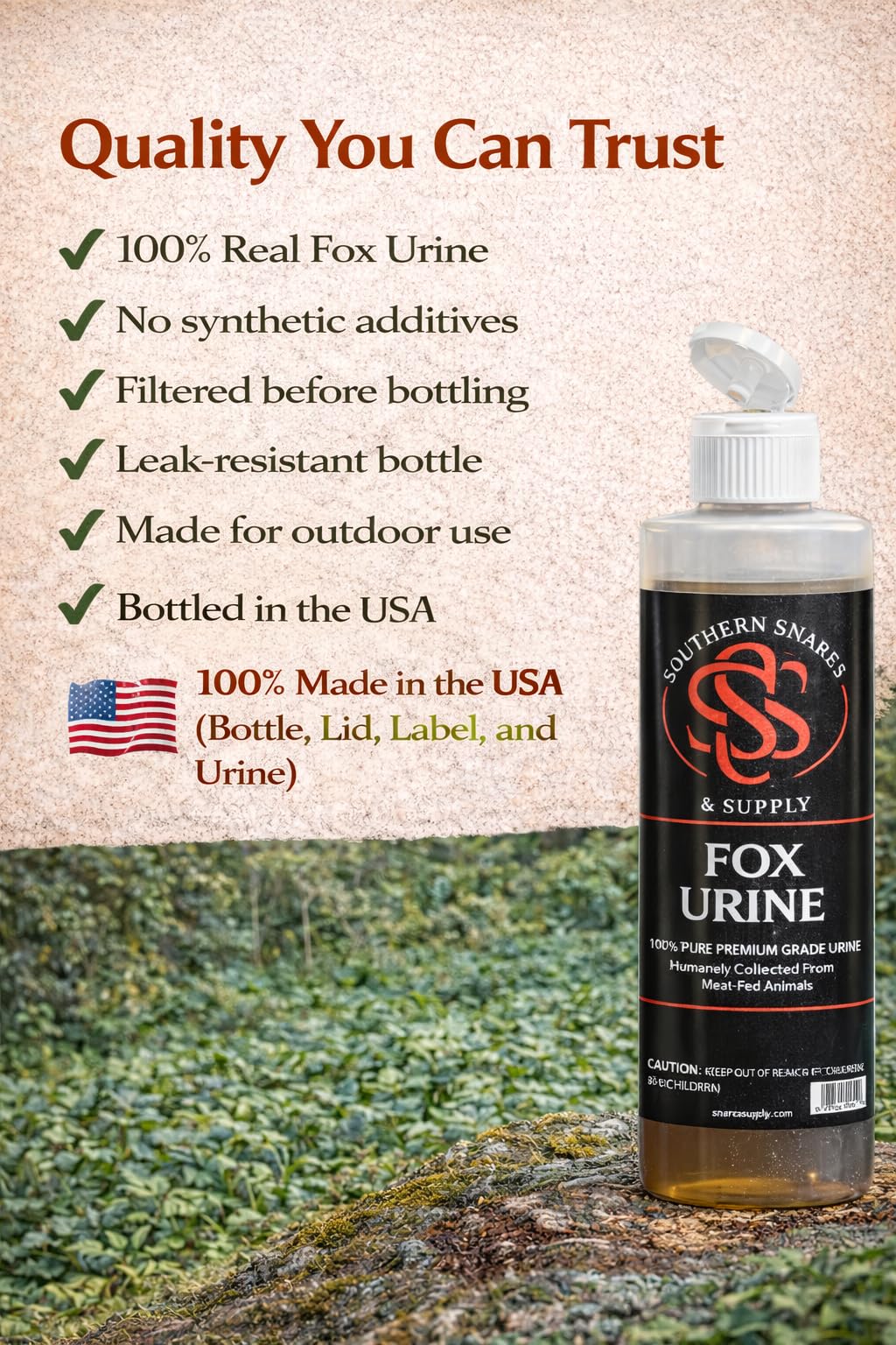 Southern Snares Fox Urine garden protection around planting beds.