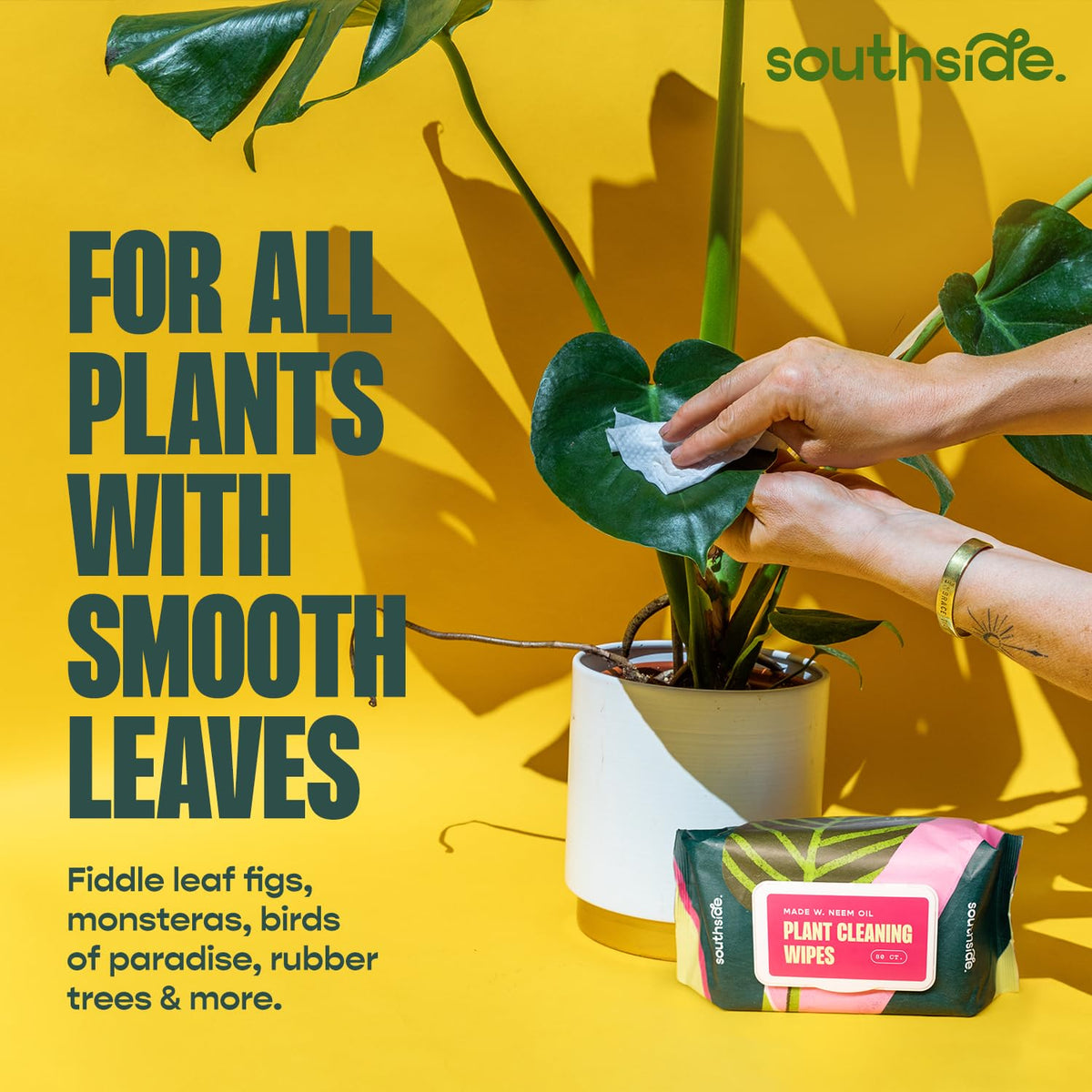 Southside Plants Plant Cleaning Wipes extra thick waffle texture traps dust