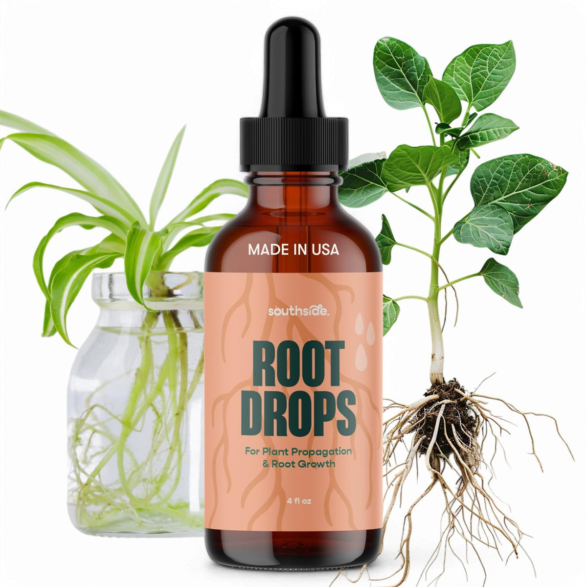 Southside Plants Root Drops bottle pour for easy propagation and quicker root development.
