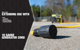 Southwire L14-30 locking plug and receptacle for reliable generator hookups.