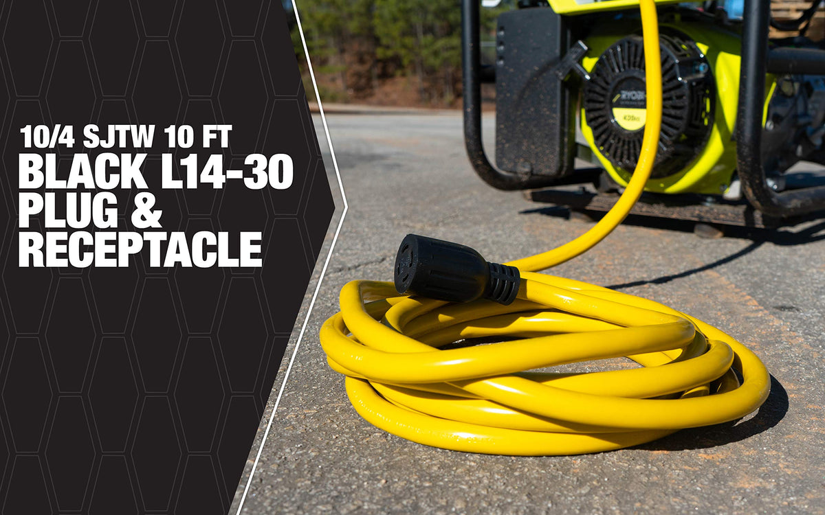 Southwire L14-30 twist-lock plug close-up for secure locking.