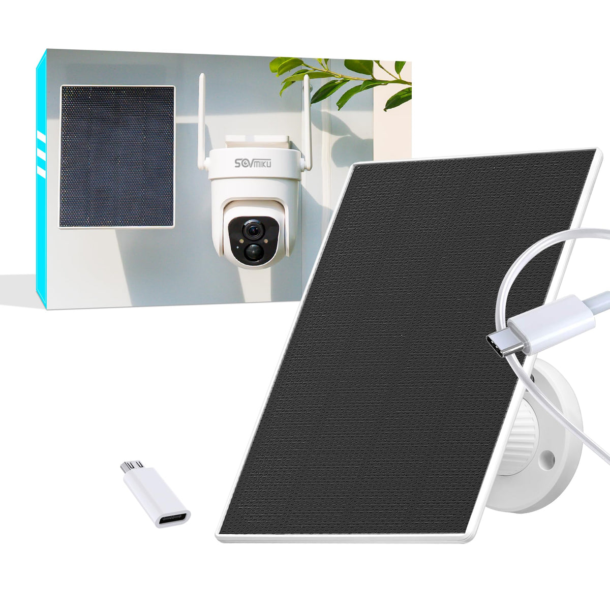 SOVMIKU Vicohome panel side view provides steady outdoor power for security cameras