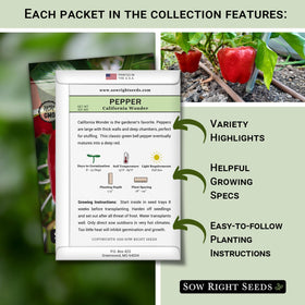 Sow Right Seeds California Wonder pepper seeds for vibrant, blocky peppers.