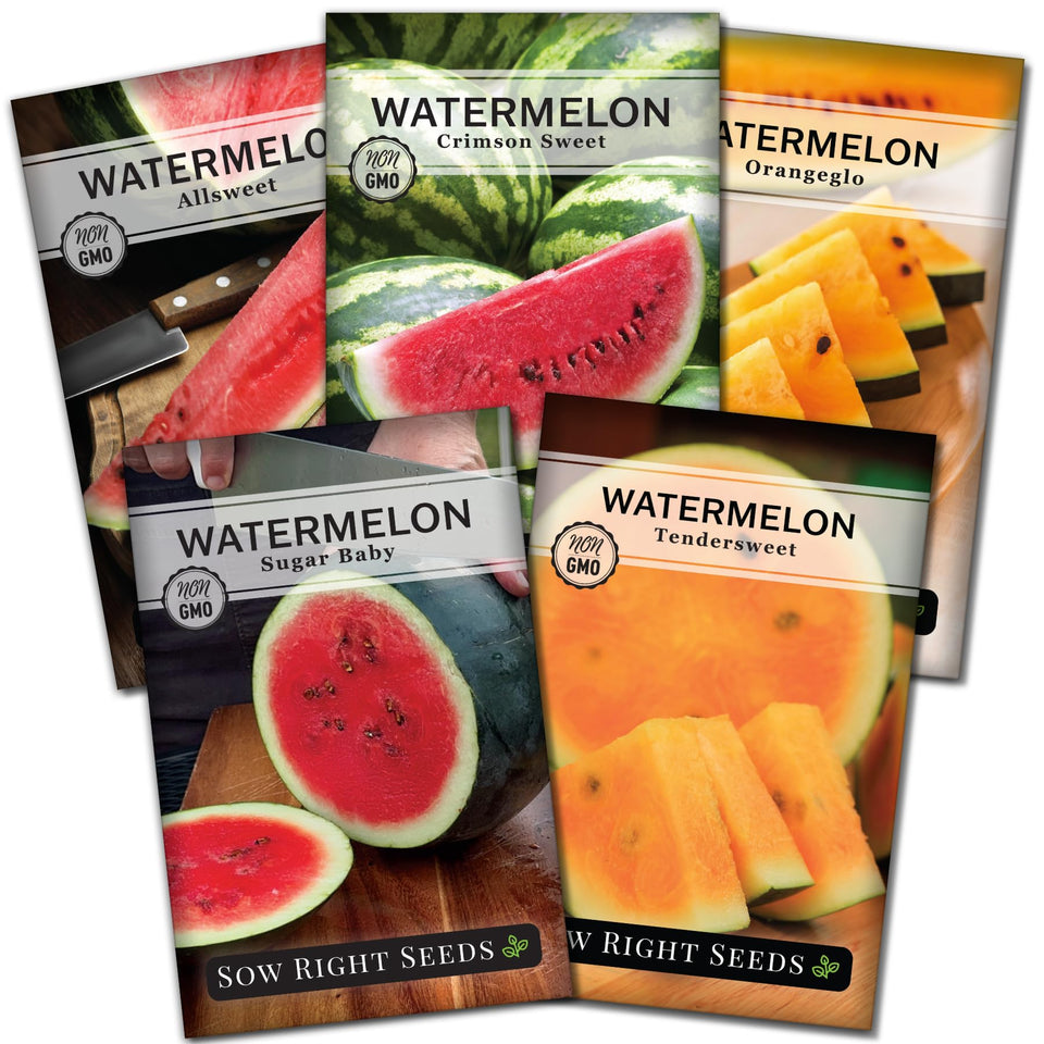 Sow Right Seeds Crimson Sweet watermelon packet for large patches and home harvests.