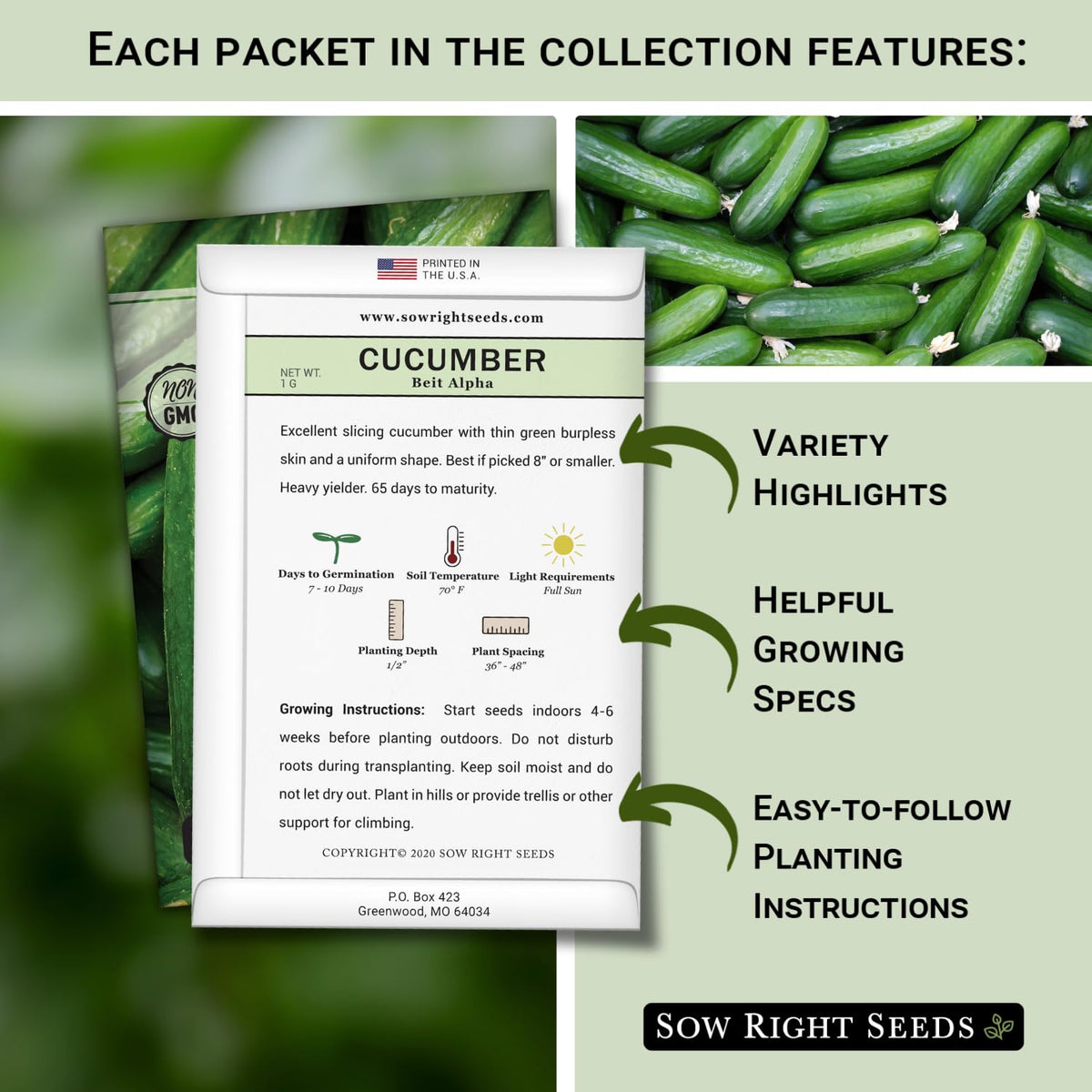 Sow Right Seeds National Pickling cucumber for crisp homemade pickles.