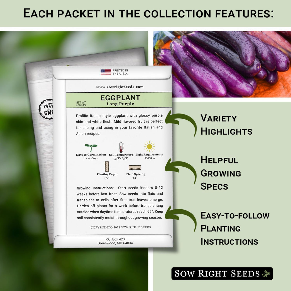 Sow Right Seeds Casper eggplant seeds for compact container gardening