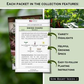 Sow Right Seeds Fordhook Swiss Chard seed pack for large-leaf harvests