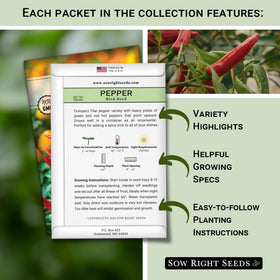 Sow Right Seeds ghost pepper seed packet highlighting fiery pepper potential for bold dishes