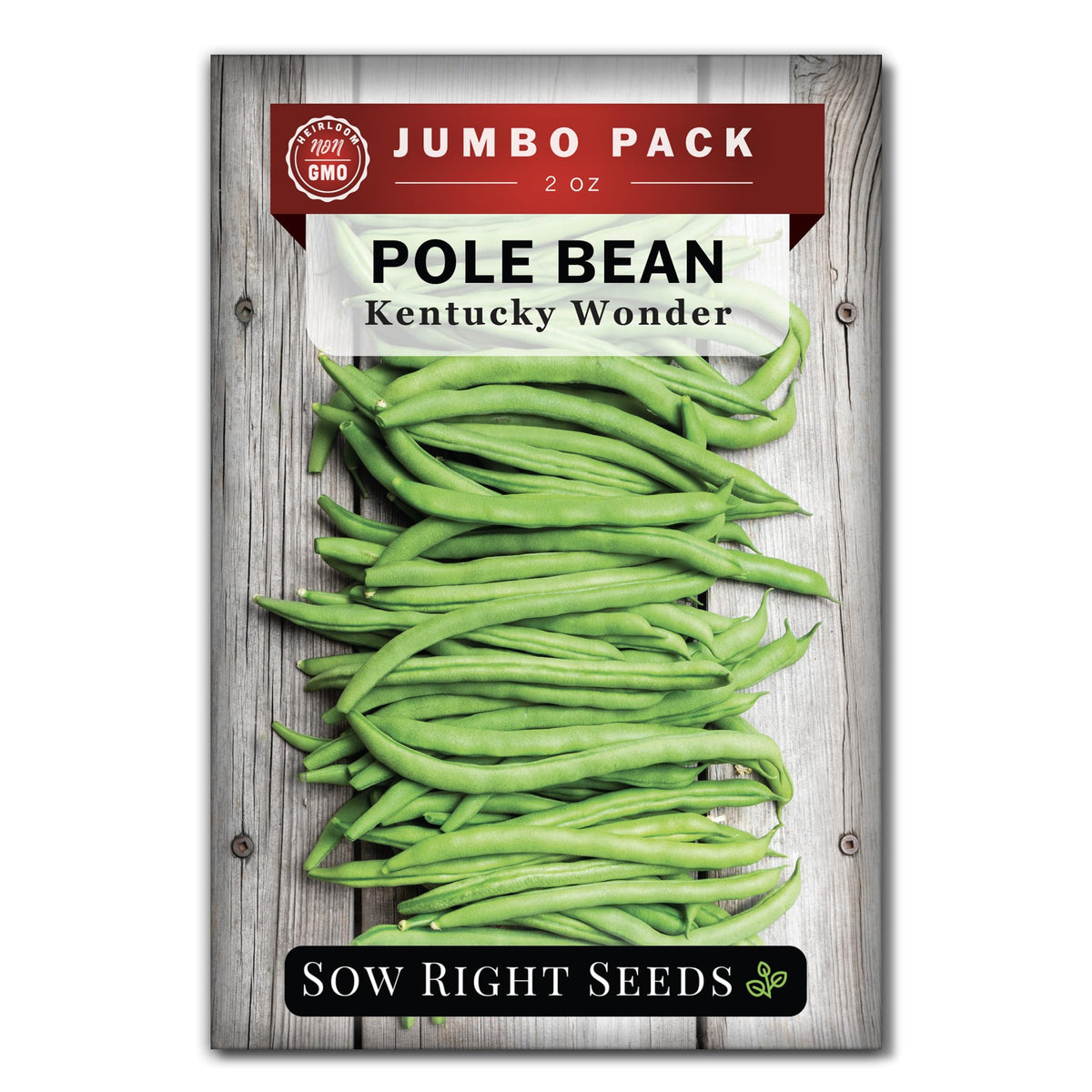 Sow Right Seeds Kentucky Wonder pole bean seeds bulk pack for home garden planting.