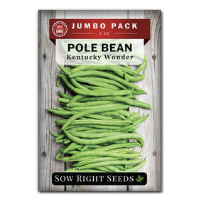 Sow Right Seeds Kentucky Wonder pole bean seeds bulk pack for home garden planting.