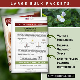 Sow Right Seeds bulk-black-eyed-cowpea-seeds planting-depth-1-inch guideline for proper seed placement.