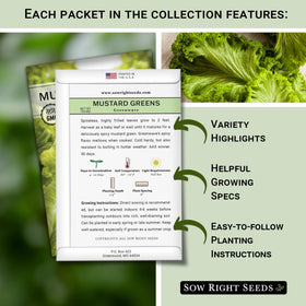 Sow Right Seeds Power Greens arugula leaves highlighting peppery garden greens