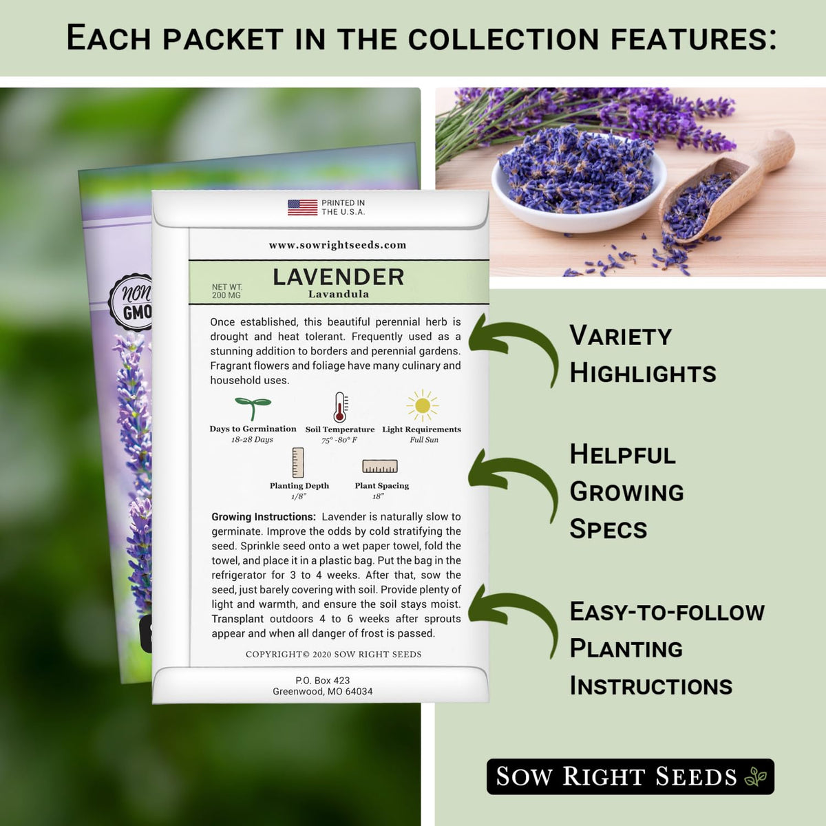 Sow Right Seeds Swiss Giants Pansy packet — colorful petals for color-rich dishes.
