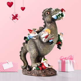 SOWSUN dinosaur gnome garden statue weatherproof design withstands sun and rain.