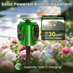 Soxayu 360° motion-sensor repellent detects animals and uses ultrasonic waves and lights to deter