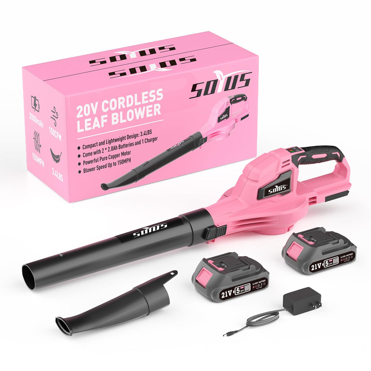 SOYUS Leaf Blower cordless front view highlights compact form for easy handling.