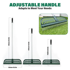 SOYUS turf rake with extendable-handle helps you reach high areas comfortably.