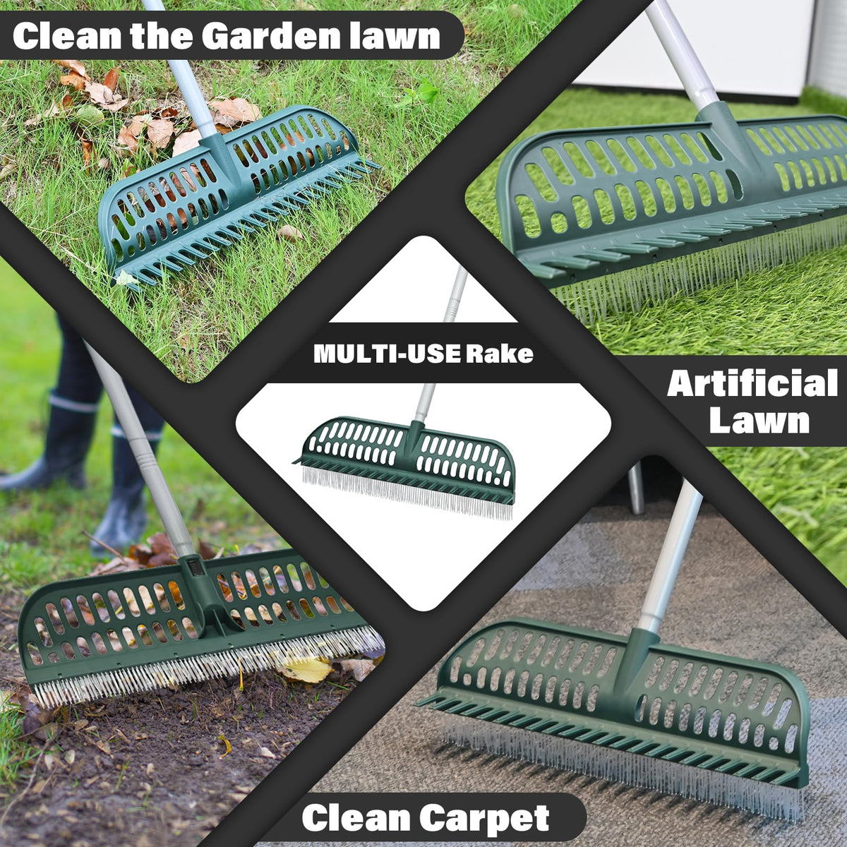 SOYUS rake non-slip-grip provides comfort during extended cleanup sessions.