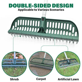 SOYUS artificial turf rake wide-head covers more ground for quick cleanups.