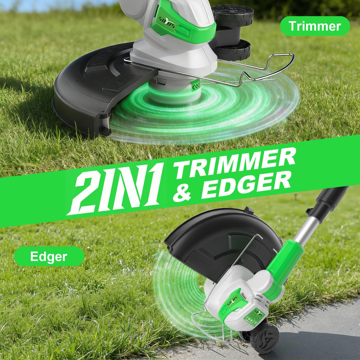 SOYUS two-in-one cordless trimmer-edger for crisp lawn borders