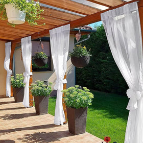 SpaceDresser 52x84 outdoor curtain panel ready to install on patio