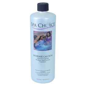 SpaChoice liquid calcium bottle pour shows simple dosing to raise spa hardness