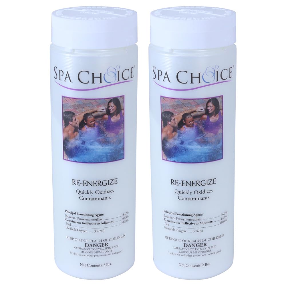 SpaChoice Re-Energize Spa Shock bottle-front for easy dosing and clear water