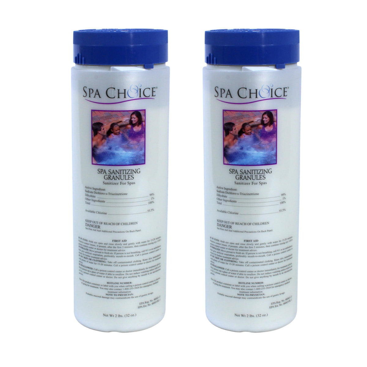 SpaChoice spa sanitizing granules in bottle for easy dosing and storage