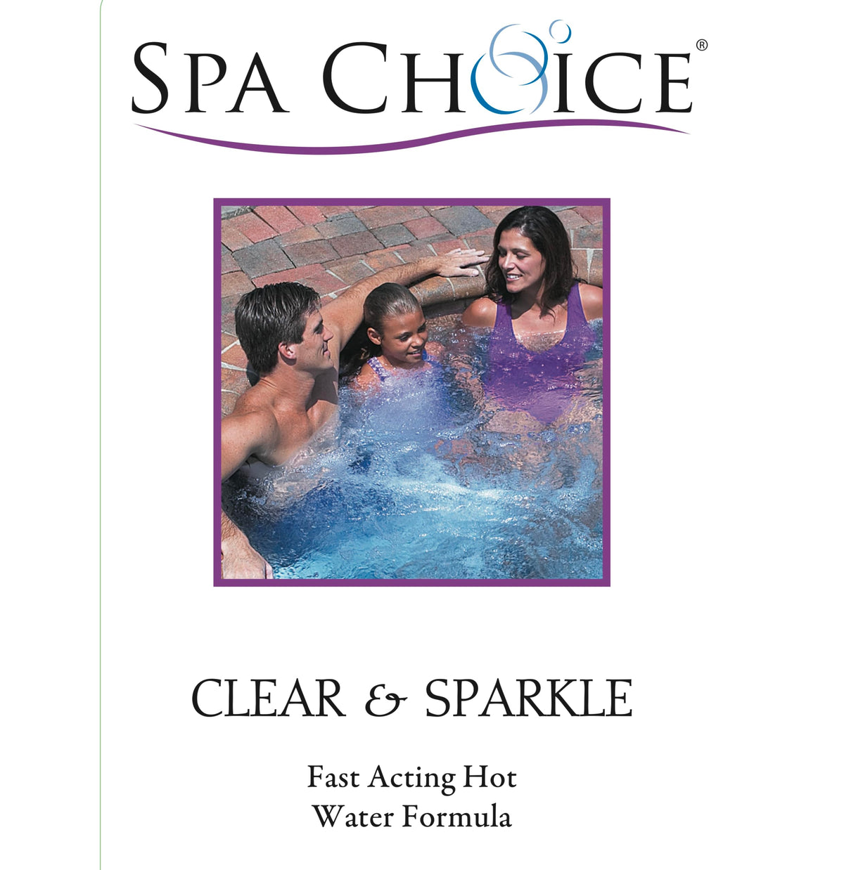 SpaChoice spa water jets action suggesting quick mixing of the formula.