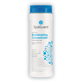 SpaGuard Brominating Concentrate bottle ready for quick spa sanitization and odor control.