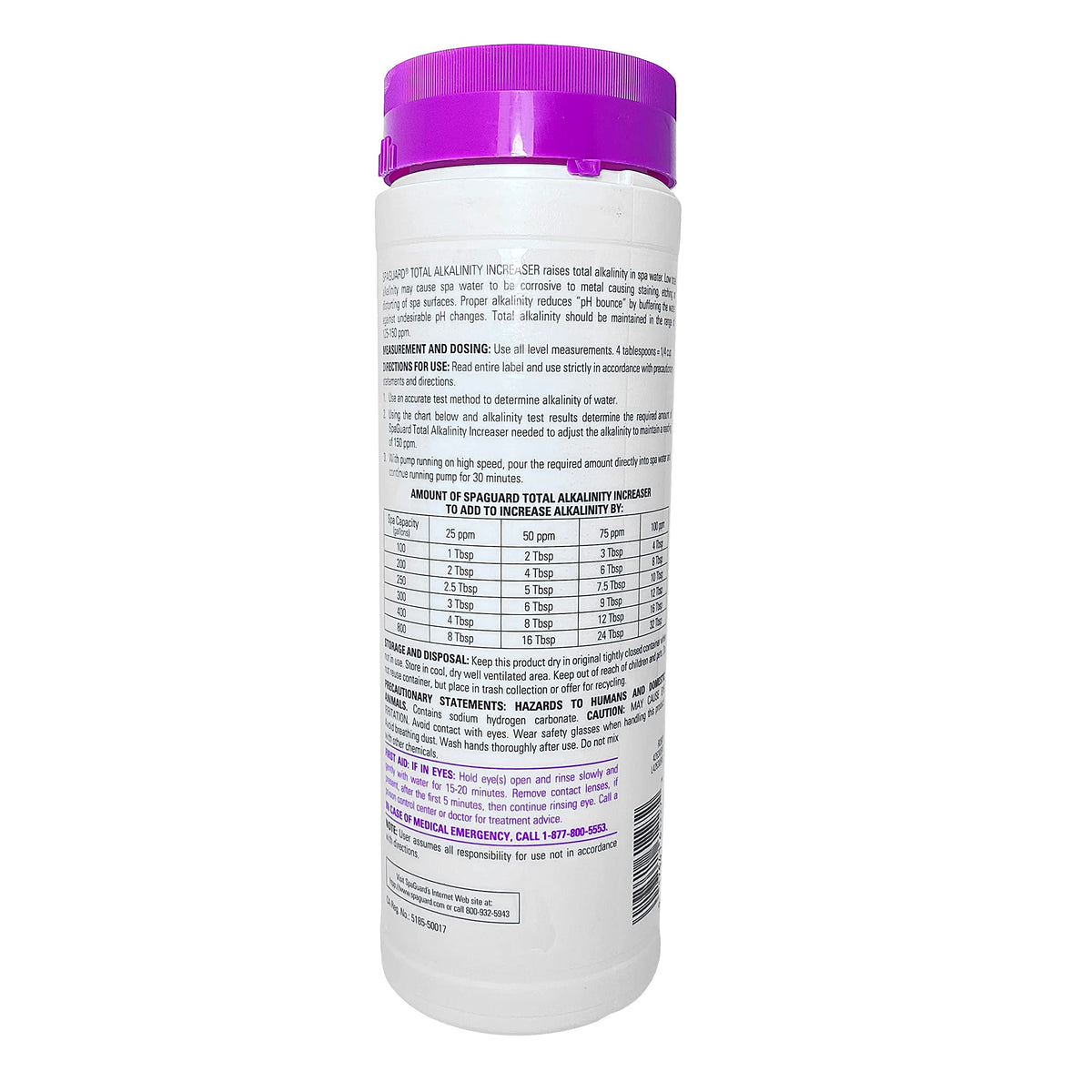 SpaGuard Total Alkalinity Increaser dissolves in water to prevent pH bounce in spa.