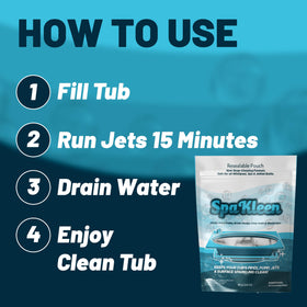 SpaKleen pouch shows 10 cleanings for simple maintenance of your tub.