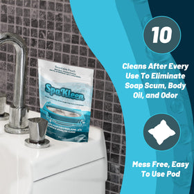 SpaKleen cleaner active in tub jets to flush out sludge and soap scum.