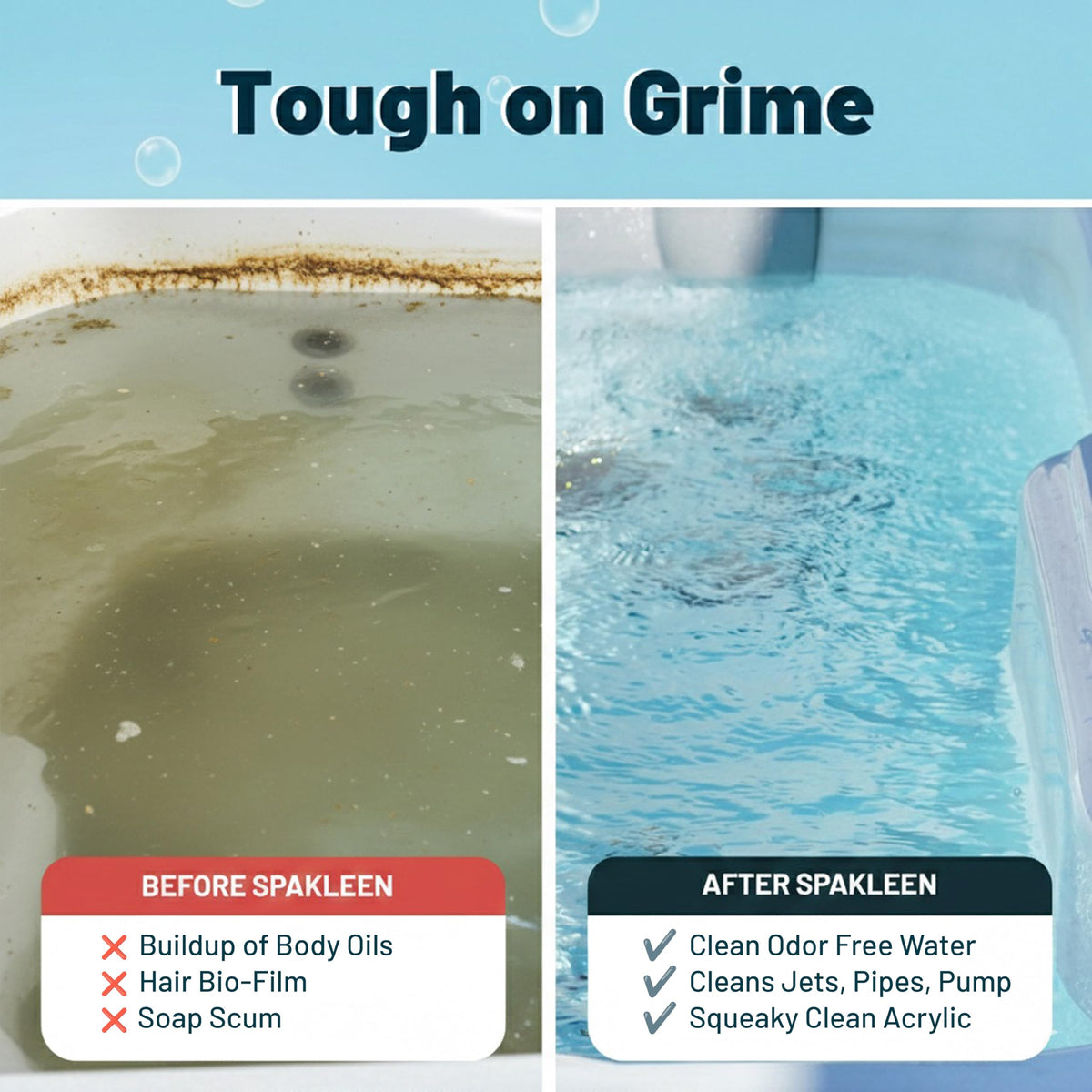 SpaKleen works with Whirlpool and Jacuzzi for versatile tub cleaning.