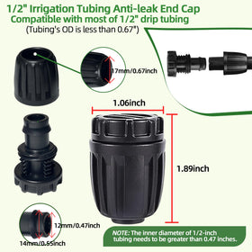 Spalolen 1/2-inch end cap installed on irrigation tubing for reliable closure.