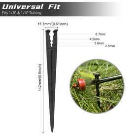 Spalolen 56-inch stake holds drip lines firmly through mulch and soil.