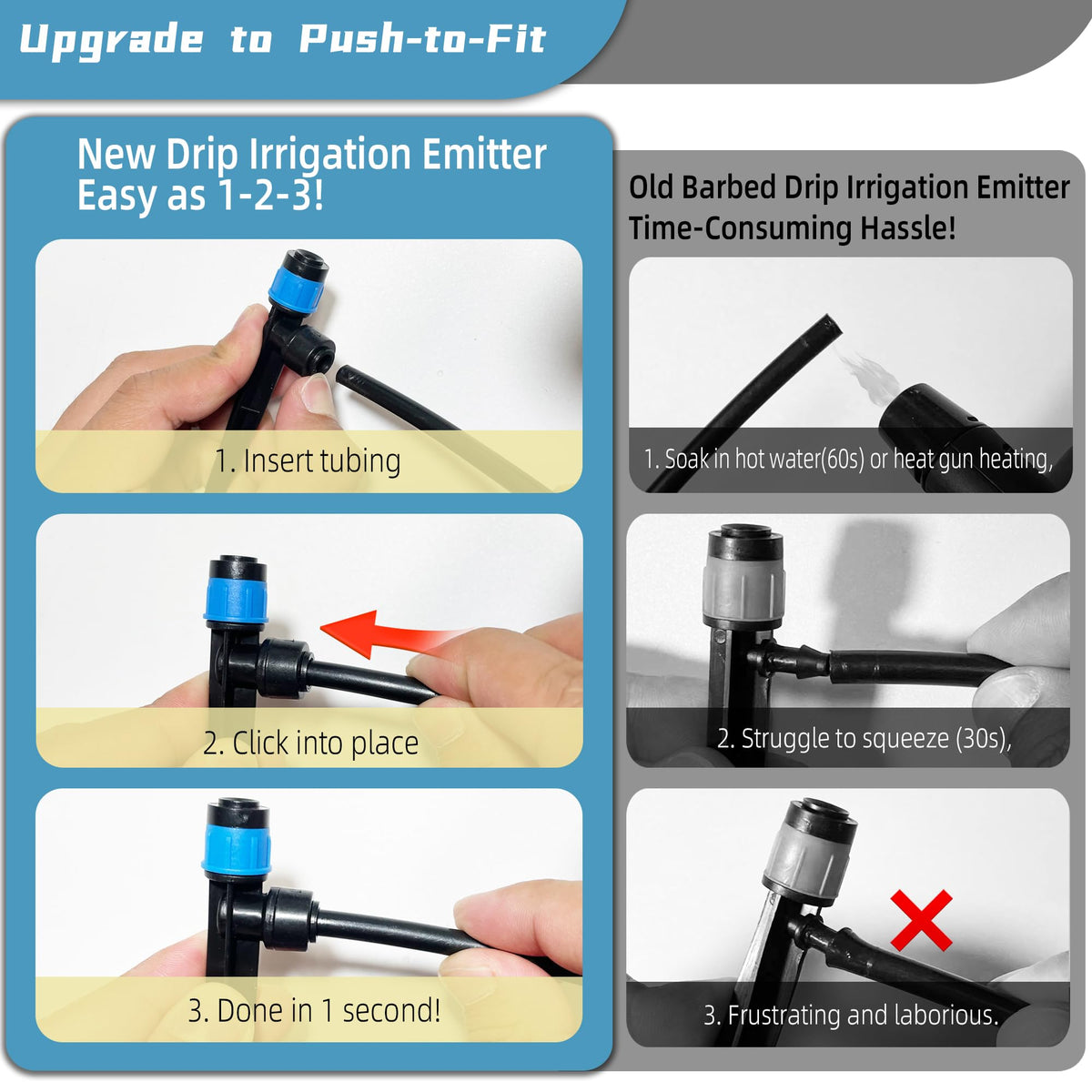 Spalolen adjustable-flow emitter enables 360° control for precise watering.