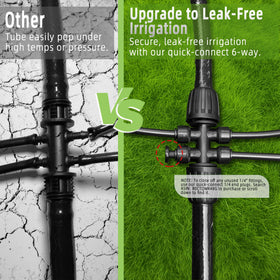 Spalolen 6-way splitter used in a garden layout, showing modular irrigation setup.