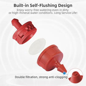 Spalolen emitter on tubing illustrates easy DIY installation.