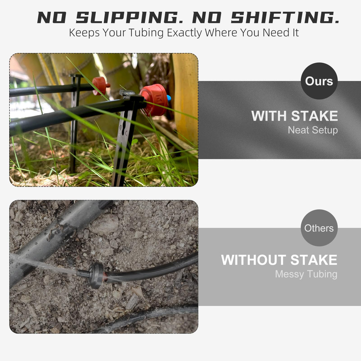 Spalolen durable flexible plastic stake resists bending in outdoor conditions.