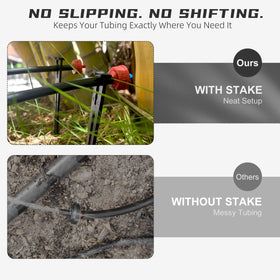 Spalolen durable flexible plastic stake resists bending in outdoor conditions.