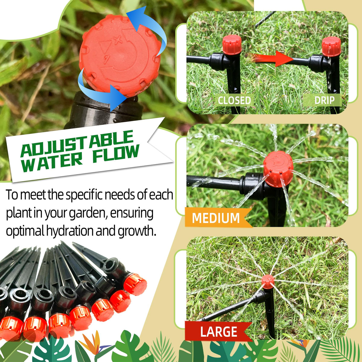 Spalolen easy-removal emitter head for quick repositioning in the garden.